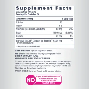 Grassfed Collagen Peptides + C & Biotin, 180 Caplets