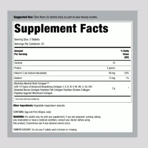 Grassfed Collagen Peptides + C & Biotin, 90 Caplets