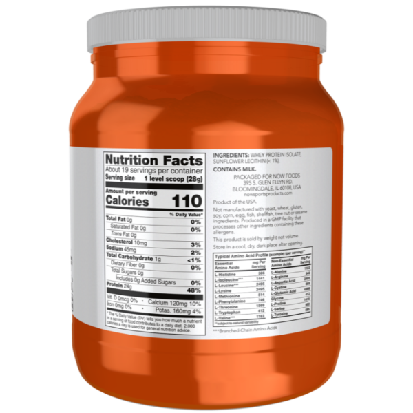 Whey Protein Isolate, Unflavored Powder 544g