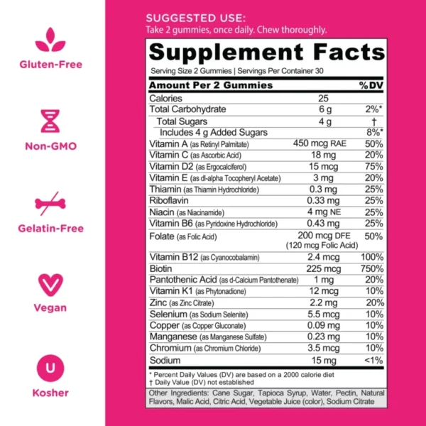 Women’s Complete Multi Gummies with Biotin, 60 Count